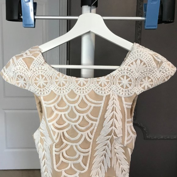 White & Nude Coloured Dress with Beautiful Back - Picture 3 of 3